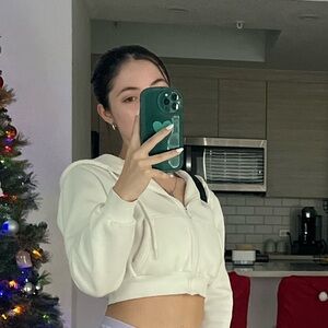 White Cropped Hoodie